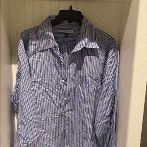 Banana Republic Blue and White Striped Shirt